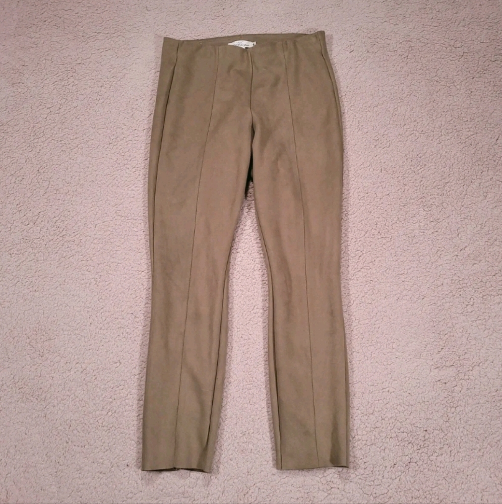 LOGG Womens Pants Suede Feel Pull On Slim Leg Luxury Tan Brown Womens Size 12